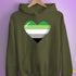 Aromantic Pride Pixel Heart Hoodie - Army